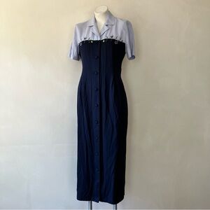 Miss Dorby | Vintage Colorblock Floral Midi Button Down Dress